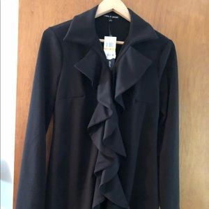 Cable & Gauge long ruffle front open cardigan